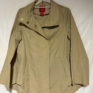 Milano Women's Tan Trench Coat with Gold Accents